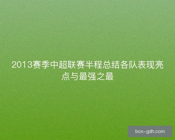 2013赛季中超联赛半程总结各队表现亮点与最强之最